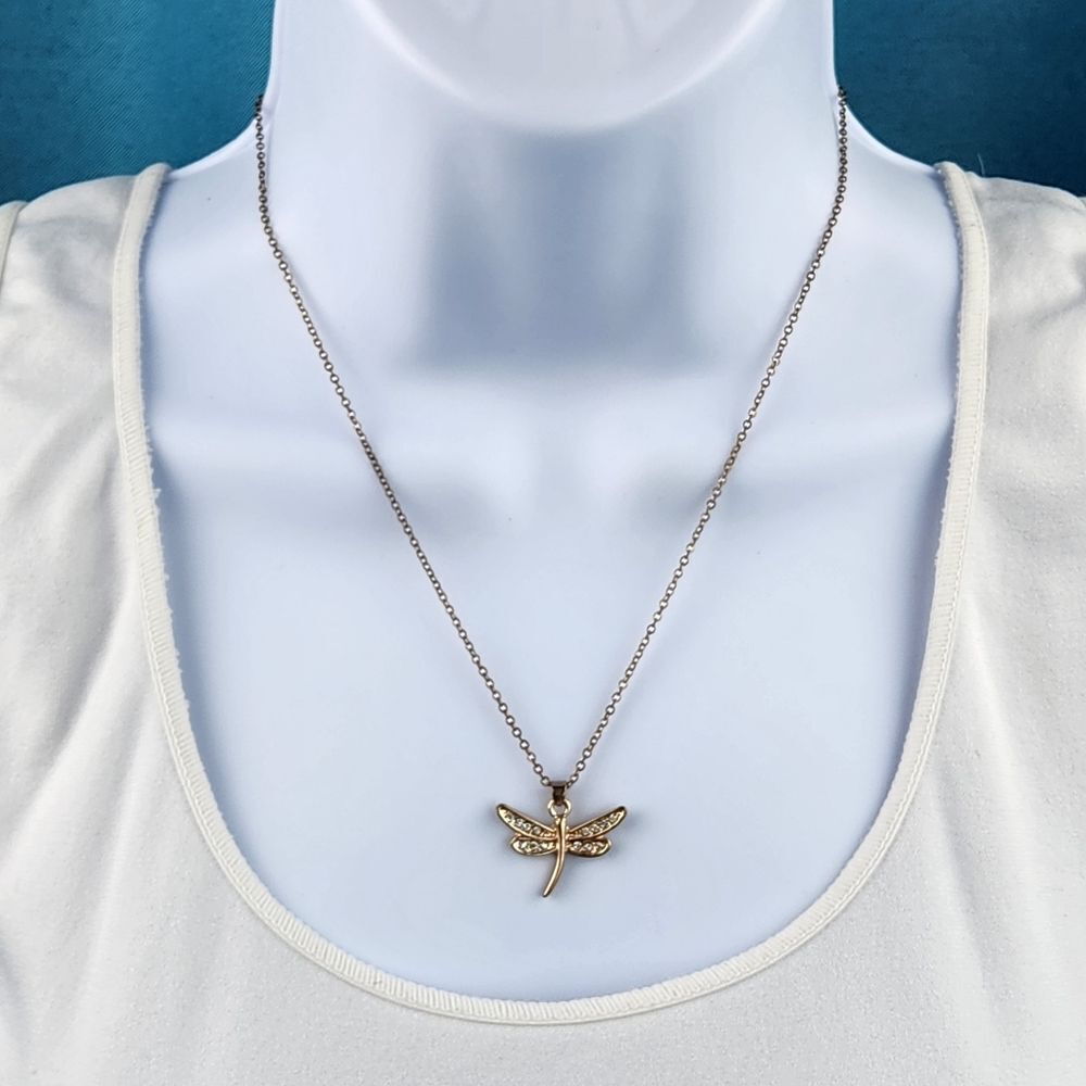 🔹️Rose Gold Plated Dragonfly Pendant Necklace